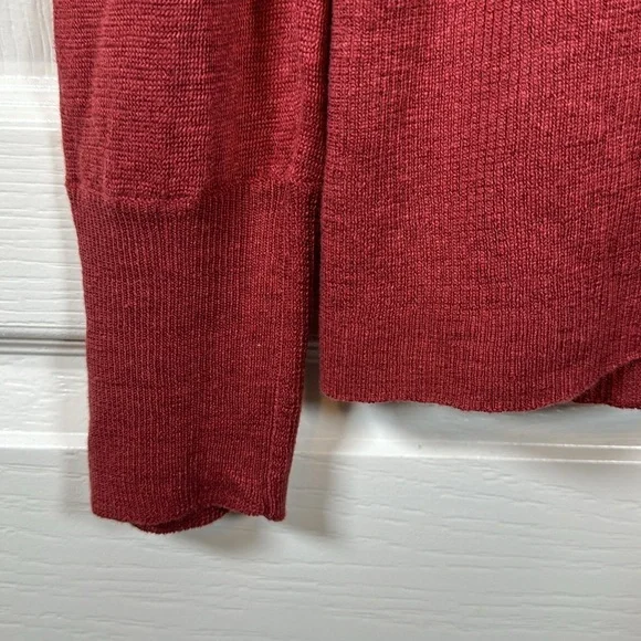 John Varvatos 100% Linen Red Henley Light Sweater Long Sleeve Shirt Large #0031